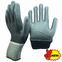 NMSAFETY gestrickte Nylon / Spandex Double Liner beschichtete High-Tech-Schaum Nitril-Handschuhe